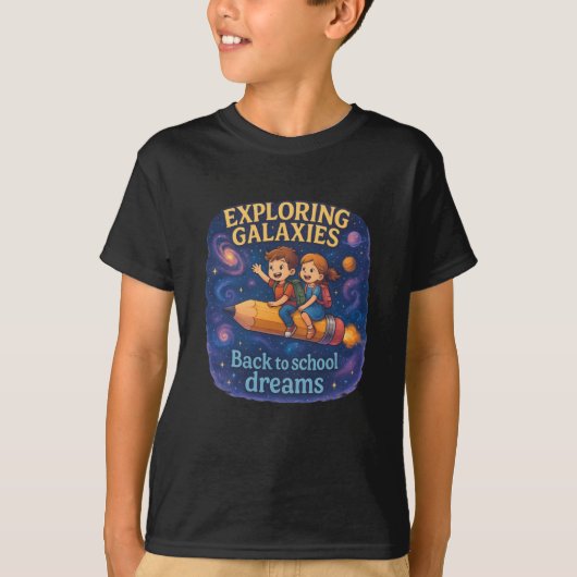 Magical back-to-school children, riding on pencil T-Shirt (Vorderseite)