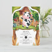 Magical Barnyard Cow Birthday Einladung (Stehend Vorderseite)