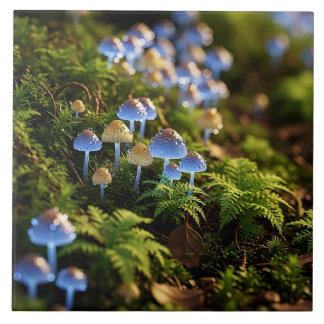 Magical Bioluminescent Fungi - Deep Forest Fliese