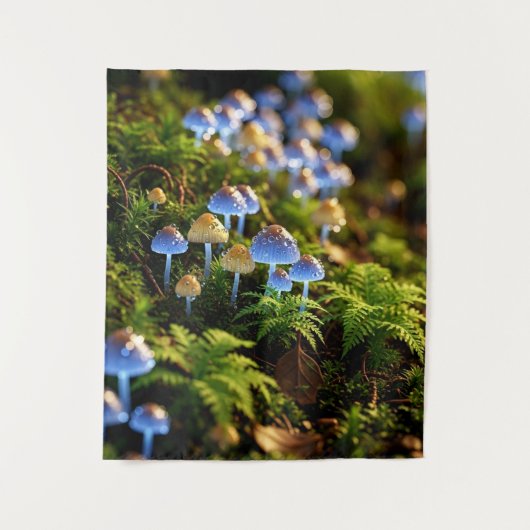 Magical Bioluminescent Fungi - Deep Forest Wandteppich (Vorderseite)