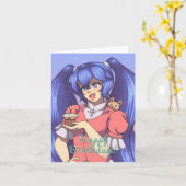 Magical Birthday Anime Girl Karte (Gelbe Blume)