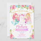 Magical Birthday Einladung Unicorn Fairy Meerjungf (Vorderseite)