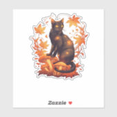 Magical Black Cat in Autumn Forest � Celestial Fal Aufkleber (Blatt)