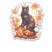 Magical Black Cat in Autumn Forest � Celestial Fal Aufkleber (Vorderseite)
