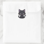 Magical Black Cat Kawaii Galaxy Schwanz Witchy Kit Runder Aufkleber (Tasche)