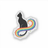 Magical Black Cat With Rainbow Tail Aesthetic  Aufkleber (Vorderseite)