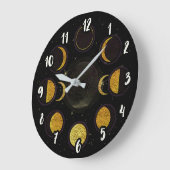 Magical Black & Gold Moon Phasen Große Wanduhr (Winkel)