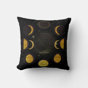Magical Black & Gold Moon Phasen Kissen