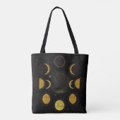 Magical Black & Gold Moon Phasen Tasche (Rückseite)