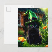 Magical Black St. Patrick's Day Kitten Postkarte (Vorne/Hinten)
