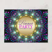 Magical Blacklight Mandala Dinner Party Einladung Postkarte (Vorderseite)