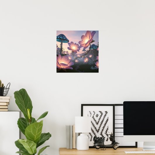Magical Bloom Forest with Glowing Dream Flowers Poster (Heimbüro)