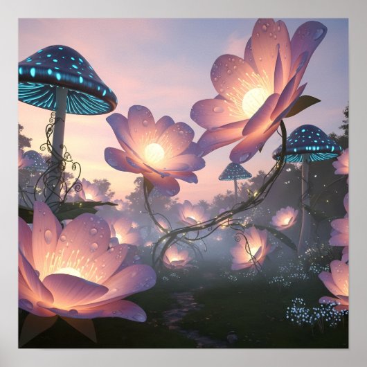 Magical Bloom Forest with Glowing Dream Flowers Poster (Vorne)