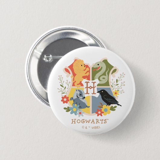 Magical Blooms HOGWARTS™ Wappen Button (Vorne & Hinten)
