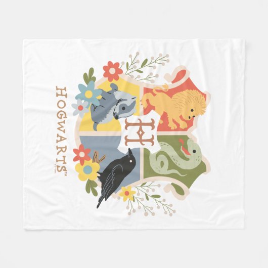 Magical Blooms HOGWARTS™ Wappen Fleecedecke (Vorderseite (Horizontal))