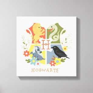 Magical Blooms HOGWARTS™ Wappen Leinwanddruck