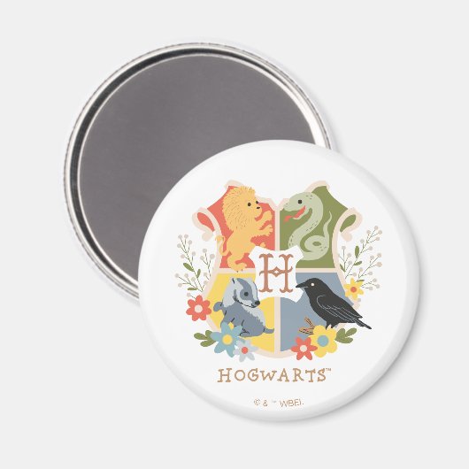 Magical Blooms HOGWARTS™ Wappen Magnet (Vorderseite/Rückseite)