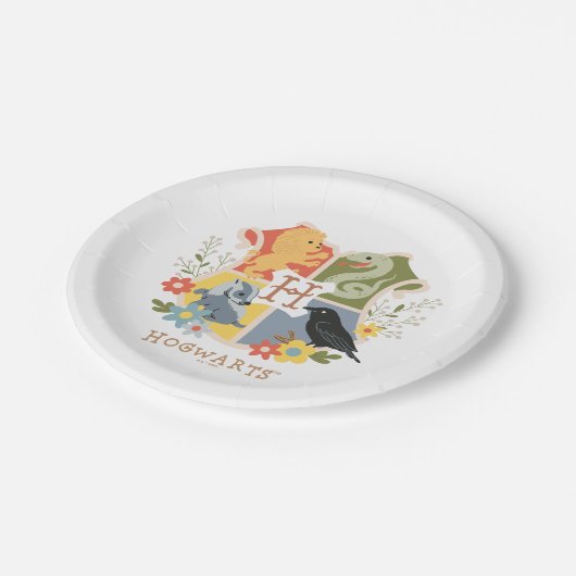 Magical Blooms HOGWARTS™ Wappen Pappteller (Schrägansicht)