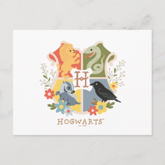Magical Blooms HOGWARTS™ Wappen Postkarte (Vorderseite)