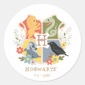 Magical Blooms HOGWARTS™ Wappen Runder Aufkleber (Vorderseite)