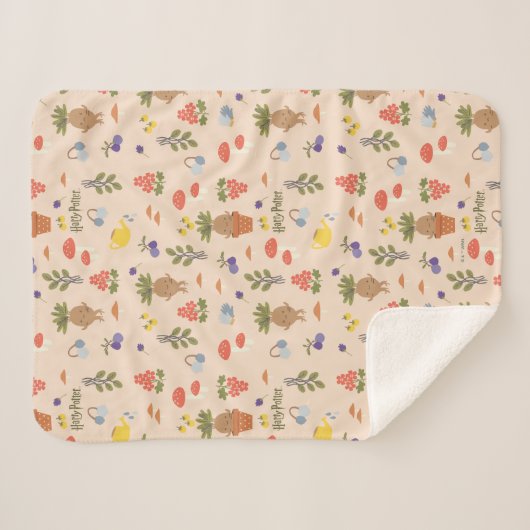 Magical Blooms Mandrake Pattern Sherpadecke (Vorderseite (Horizontal))