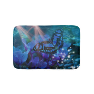 Magical Blue Butterfly Badematte