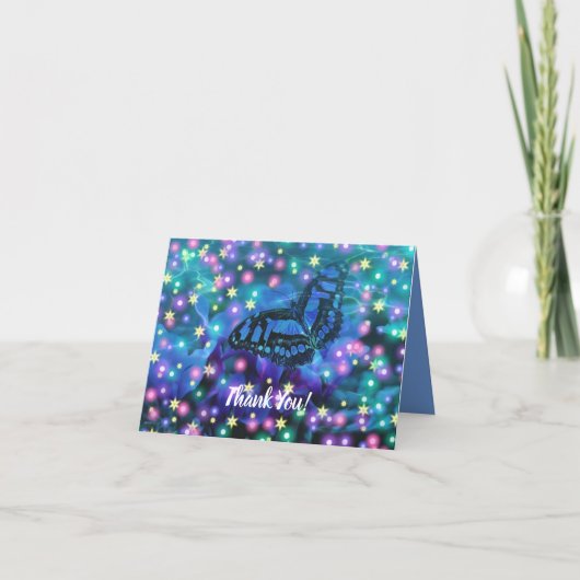 Magical Blue Butterfly Dankeskarte (Vorderseite)