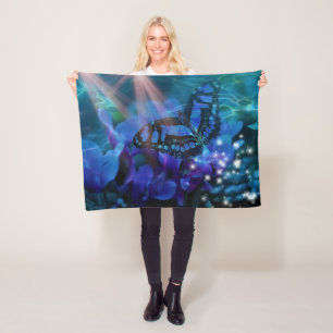 Magical Blue Butterfly Fleecedecke