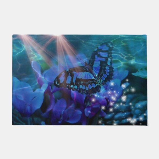 Magical Blue Butterfly Fußmatte (Vorderseite)