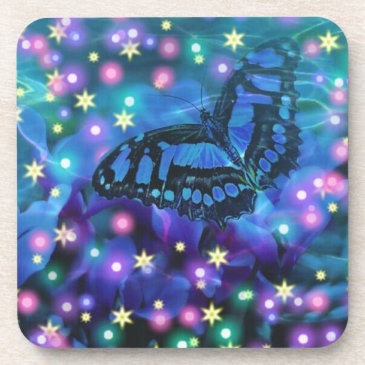 Magical Blue Butterfly Getränkeuntersetzer (Vorderseite)