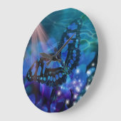 Magical Blue Butterfly Große Wanduhr (Winkel)