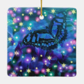 Magical Blue Butterfly Keramikornament (Rückseite)