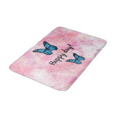 Magical blue butterfly pink glitter art badematte (Schrägansicht)