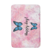 Magical blue butterfly pink glitter art badematte (Vorderseite Vertikal)
