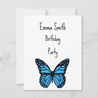 Magical blue butterfly pink glitter art einladung