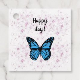 Magical blue butterfly pink glitter art geschenkanhänger