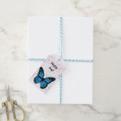 Magical blue butterfly pink glitter art geschenkanhänger (Mit Garn)