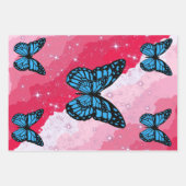 Magical blue butterfly pink glitter art geschenkpapier set (Vorderseite)