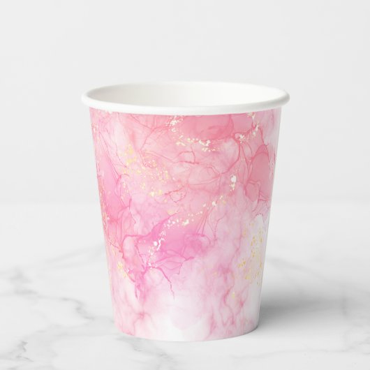 Magical blue butterfly pink glitter art pappbecher (Rückseite)