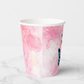Magical blue butterfly pink glitter art pappbecher (Rechts)