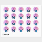 Magical blue butterfly pink glitter art runder aufkleber (Blatt)