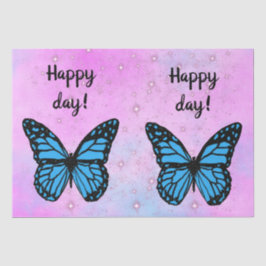 Magical blue butterfly pink glitter art seidenpapier