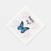 Magical blue butterfly pink glitter art serviette (Ecke)