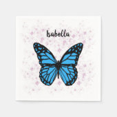 Magical blue butterfly pink glitter art serviette (Vorderseite)