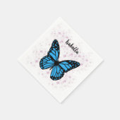 Magical blue butterfly pink glitter art serviette (Ecke)