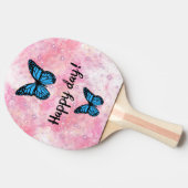 Magical blue butterfly pink glitter art tischtennis schläger (Seitenansicht)