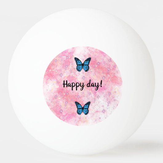 Magical blue butterfly pink glitter art tischtennisball (Vorderseite)