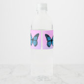 Magical blue butterfly pink glitter art wasserflaschenetikett (Rückseite)