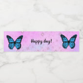 Magical blue butterfly pink glitter art wasserflaschenetikett (Einzelnes Label)