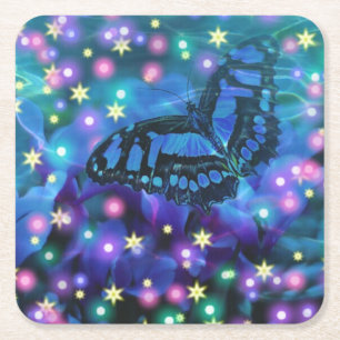 Magical Blue Butterfly Rechteckiger Pappuntersetzer